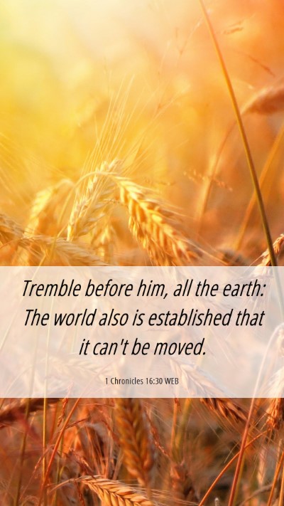 Picture 06 - 1 Chronicles 16:30 WEB Mobile Phone Wallpaper - Tremble before him, all the earth: The world also - Mobile Bible Verse Wallpaper