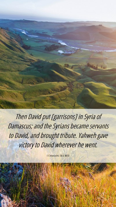 Picture 06 - 1 Chronicles 18:6 WEB Mobile Phone Wallpaper - Then David put [garrisons] in Syria of Damascus; - Mobile Bible Verse Wallpaper