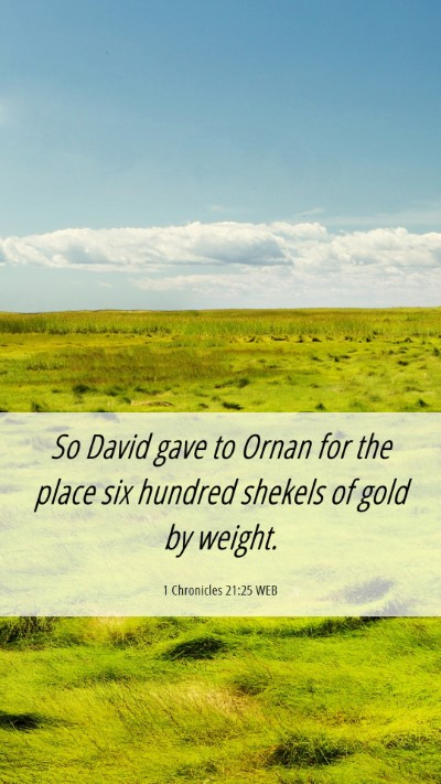 Picture 06 - 1 Chronicles 21:25 WEB Mobile Phone Wallpaper - So David gave to Ornan for the place six hundred - Mobile Bible Verse Wallpaper
