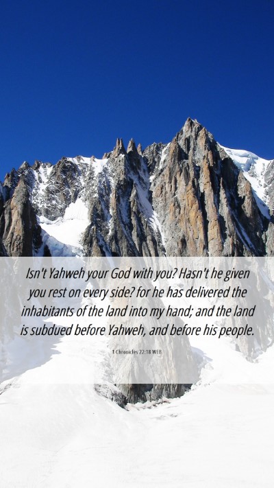 Picture 06 - 1 Chronicles 22:18 WEB Mobile Phone Wallpaper - Isn't Yahweh your God with you? Hasn't he given - Mobile Bible Verse Wallpaper
