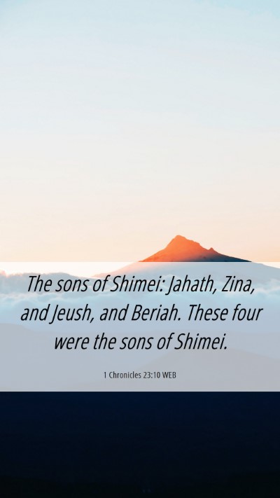 Picture 06 - 1 Chronicles 23:10 WEB Mobile Phone Wallpaper - The sons of Shimei: Jahath, Zina, and Jeush, and - Mobile Bible Verse Wallpaper