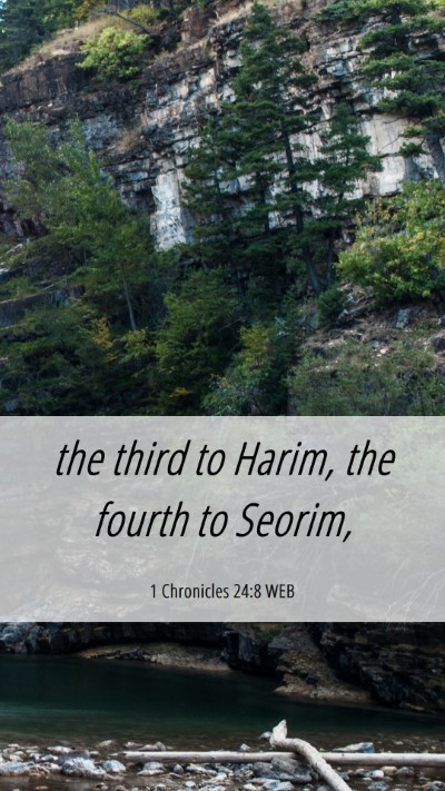 Picture 06 - 1 Chronicles 24:8 WEB Mobile Phone Wallpaper - the third to Harim, the fourth to - Mobile Bible Verse Wallpaper