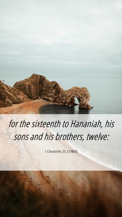 Picture 06 - 1 Chronicles 25:23 WEB Mobile Phone Wallpaper - for the sixteenth to Hananiah, his sons and his - Mobile Bible Verse Wallpaper