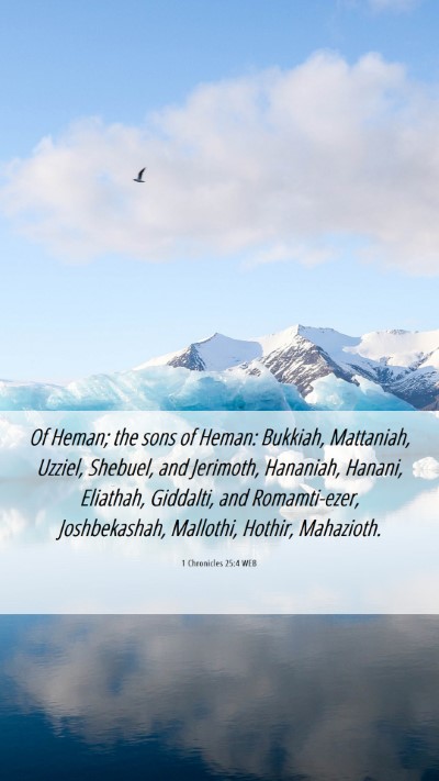 Picture 06 - 1 Chronicles 25:4 WEB Mobile Phone Wallpaper - Of Heman; the sons of Heman: Bukkiah, Mattaniah, - Mobile Bible Verse Wallpaper