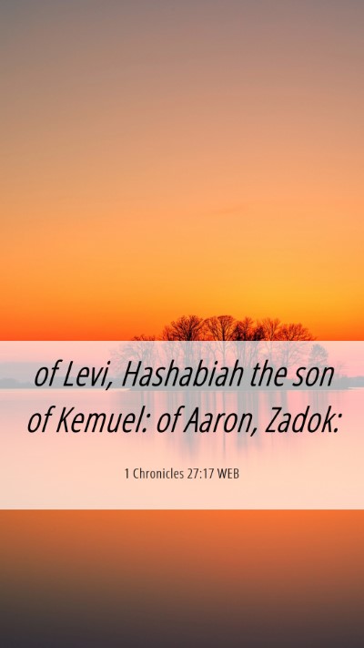Picture 06 - 1 Chronicles 27:17 WEB Mobile Phone Wallpaper - of Levi, Hashabiah the son of Kemuel: of Aaron, - Mobile Bible Verse Wallpaper