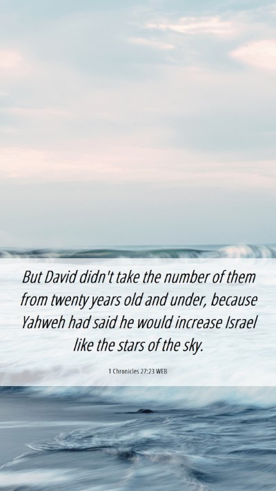 Picture 06 - 1 Chronicles 27:23 WEB Mobile Phone Wallpaper - But David didn't take the number of them from - Mobile Bible Verse Wallpaper
