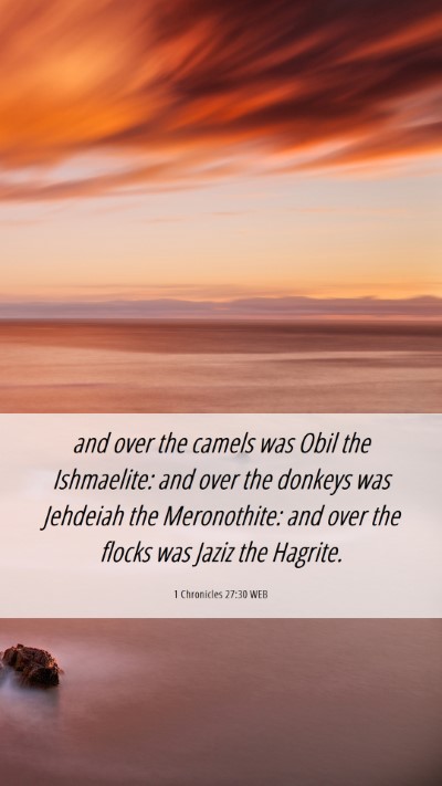 Picture 06 - 1 Chronicles 27:30 WEB Mobile Phone Wallpaper - and over the camels was Obil the Ishmaelite: and - Mobile Bible Verse Wallpaper