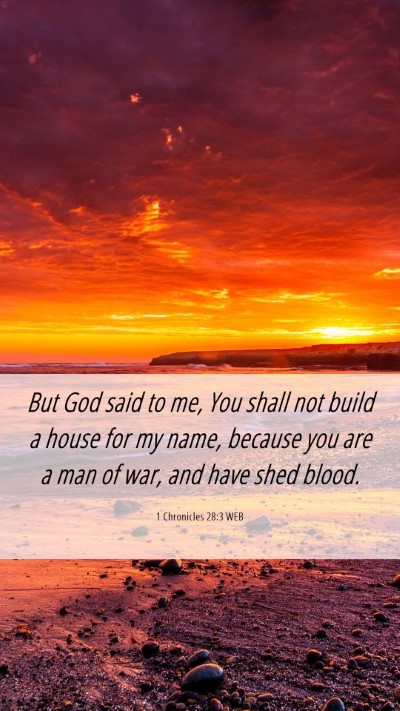 Picture 06 - 1 Chronicles 28:3 WEB Mobile Phone Wallpaper - But God said to me, You shall not build a house - Mobile Bible Verse Wallpaper