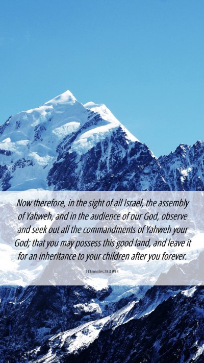 Picture 06 - 1 Chronicles 28:8 WEB Mobile Phone Wallpaper - Now therefore, in the sight of all Israel, the - Mobile Bible Verse Wallpaper