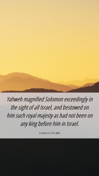 Picture 06 - 1 Chronicles 29:25 WEB Mobile Phone Wallpaper - Yahweh magnified Solomon exceedingly in the sight - Mobile Bible Verse Wallpaper