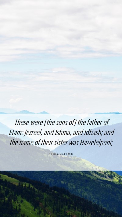 Picture 06 - 1 Chronicles 4:3 WEB Mobile Phone Wallpaper - These were [the sons of] the father of Etam: - Mobile Bible Verse Wallpaper
