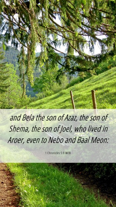 Picture 06 - 1 Chronicles 5:8 WEB Mobile Phone Wallpaper - and Bela the son of Azaz, the son of Shema, the - Mobile Bible Verse Wallpaper