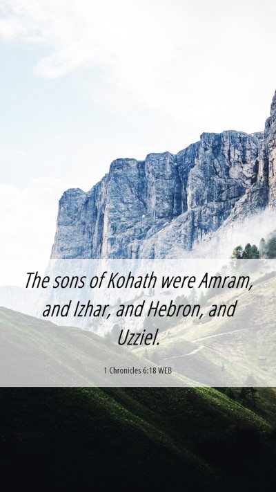 Picture 06 - 1 Chronicles 6:18 WEB Mobile Phone Wallpaper - The sons of Kohath were Amram, and Izhar, and - Mobile Bible Verse Wallpaper