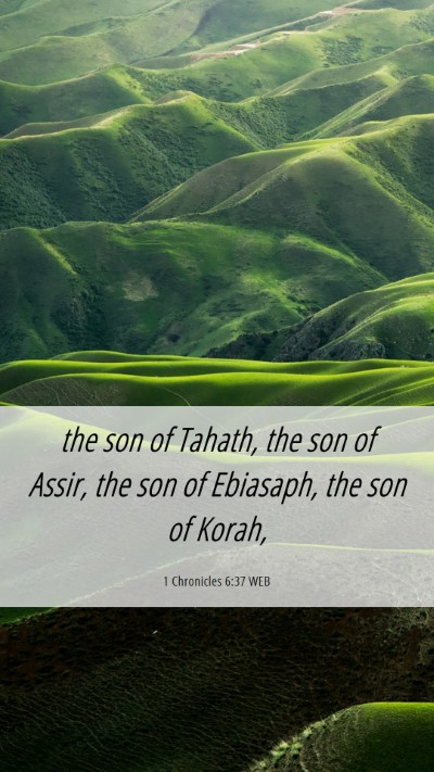 Picture 06 - 1 Chronicles 6:37 WEB Mobile Phone Wallpaper - the son of Tahath, the son of Assir, the son of - Mobile Bible Verse Wallpaper