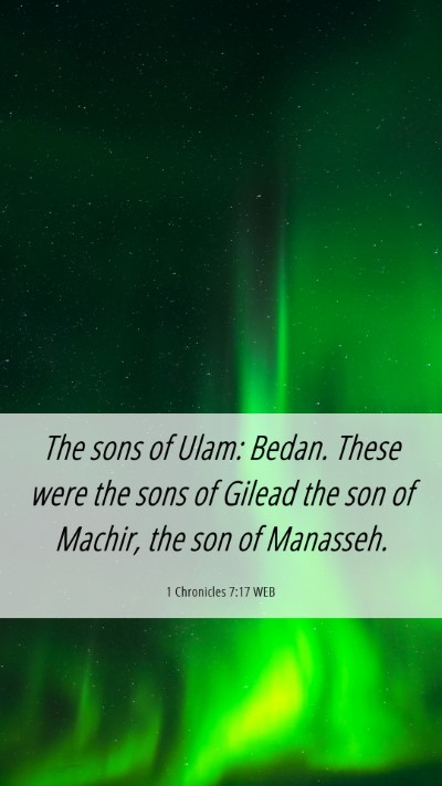 Picture 06 - 1 Chronicles 7:17 WEB Mobile Phone Wallpaper - The sons of Ulam: Bedan. These were the sons of - Mobile Bible Verse Wallpaper