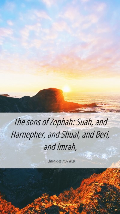 Picture 06 - 1 Chronicles 7:36 WEB Mobile Phone Wallpaper - The sons of Zophah: Suah, and Harnepher, and - Mobile Bible Verse Wallpaper