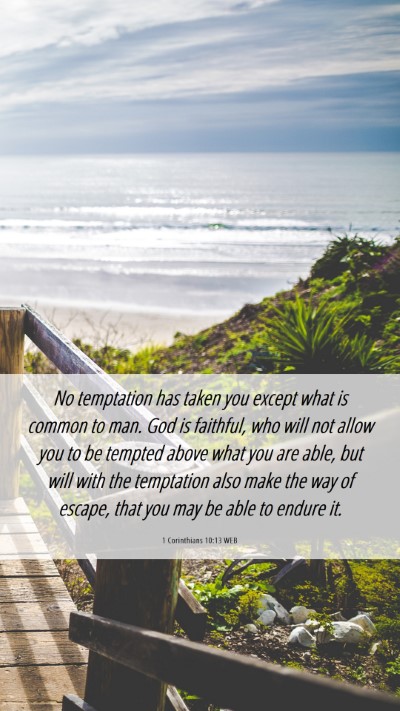 Picture 06 - 1 Corinthians 10:13 WEB Mobile Phone Wallpaper - No temptation has taken you except what is common - Mobile Bible Verse Wallpaper