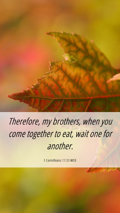 Picture 06 - 1 Corinthians 11:33 WEB Mobile Phone Wallpaper - Therefore, my brothers, when you come together to - Mobile Bible Verse Wallpaper