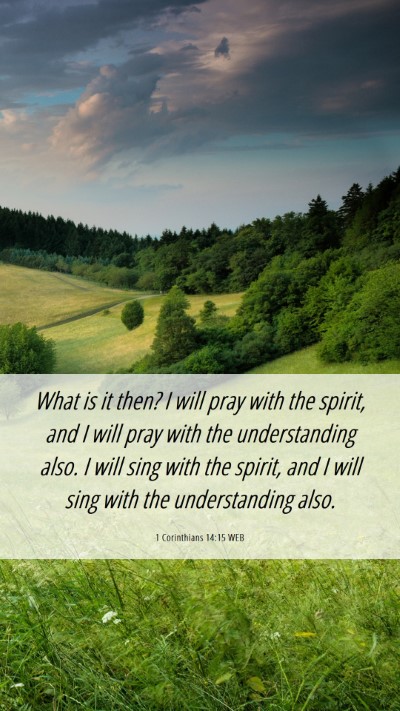 Picture 06 - 1 Corinthians 14:15 WEB Mobile Phone Wallpaper - What is it then? I will pray with the spirit, and - Mobile Bible Verse Wallpaper