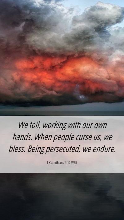 Picture 06 - 1 Corinthians 4:12 WEB Mobile Phone Wallpaper - We toil, working with our own hands. When people - Mobile Bible Verse Wallpaper