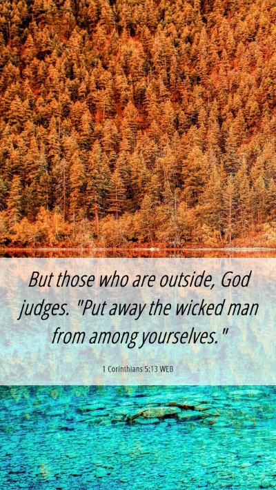 Picture 06 - 1 Corinthians 5:13 WEB Mobile Phone Wallpaper - But those who are outside, God judges. 
