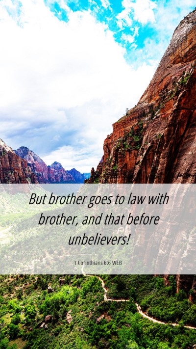 Picture 06 - 1 Corinthians 6:6 WEB Mobile Phone Wallpaper - But brother goes to law with brother, and that - Mobile Bible Verse Wallpaper