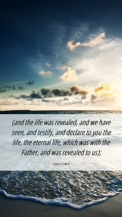 Picture 06 - 1 John 1:2 WEB Mobile Phone Wallpaper - (and the life was revealed, and we have seen, and - Mobile Bible Verse Wallpaper