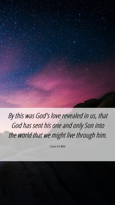Picture 06 - 1 John 4:9 WEB Mobile Phone Wallpaper - By this was God's love revealed in us, that God - Mobile Bible Verse Wallpaper