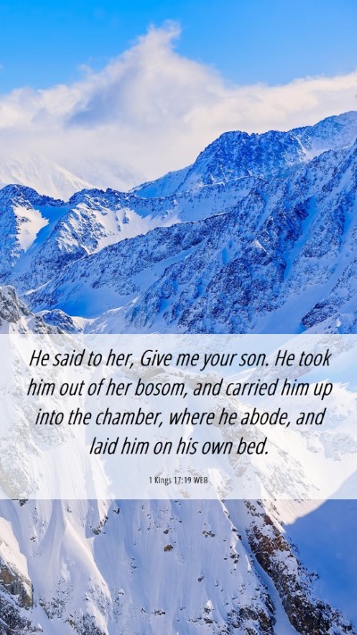 Picture 06 - 1 Kings 17:19 WEB Mobile Phone Wallpaper - He said to her, Give me your son. He took him out - Mobile Bible Verse Wallpaper
