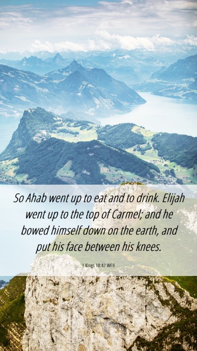 Picture 06 - 1 Kings 18:42 WEB Mobile Phone Wallpaper - So Ahab went up to eat and to drink. Elijah went - Mobile Bible Verse Wallpaper
