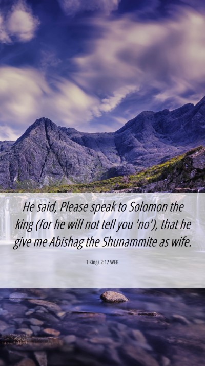 Picture 06 - 1 Kings 2:17 WEB Mobile Phone Wallpaper - He said, Please speak to Solomon the king (for he - Mobile Bible Verse Wallpaper