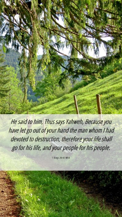 Picture 06 - 1 Kings 20:42 WEB Mobile Phone Wallpaper - He said to him, Thus says Yahweh, Because you - Mobile Bible Verse Wallpaper