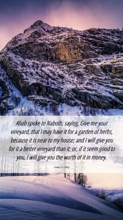 Picture 06 - 1 Kings 21:2 WEB Mobile Phone Wallpaper - Ahab spoke to Naboth, saying, Give me your - Mobile Bible Verse Wallpaper