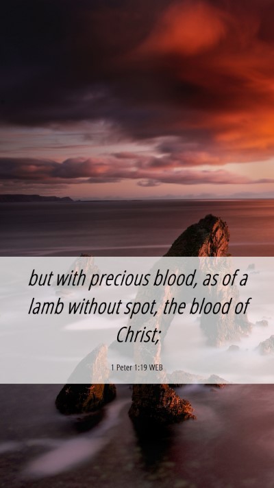 Picture 06 - 1 Peter 1:19 WEB Mobile Phone Wallpaper - but with precious blood, as of a lamb without - Mobile Bible Verse Wallpaper