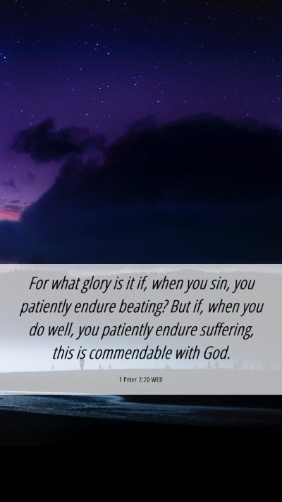Picture 06 - 1 Peter 2:20 WEB Mobile Phone Wallpaper - For what glory is it if, when you sin, you - Mobile Bible Verse Wallpaper