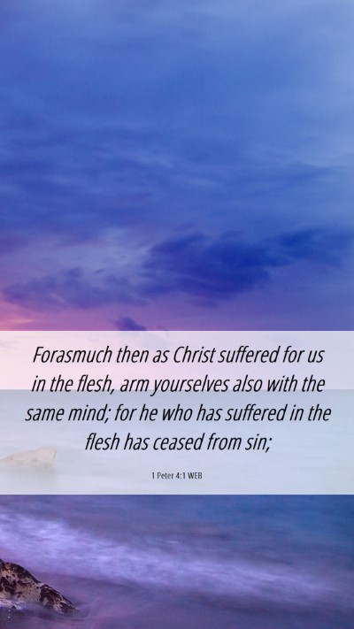 Picture 06 - 1 Peter 4:1 WEB Mobile Phone Wallpaper - Forasmuch then as Christ suffered for us in the - Mobile Bible Verse Wallpaper