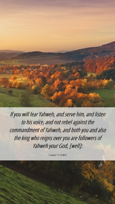 Picture 06 - 1 Samuel 12:14 WEB Mobile Phone Wallpaper - If you will fear Yahweh, and serve him, and - Mobile Bible Verse Wallpaper