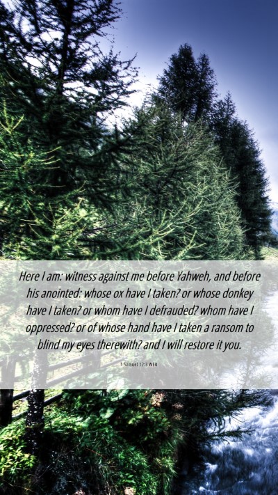 Picture 06 - 1 Samuel 12:3 WEB Mobile Phone Wallpaper - Here I am: witness against me before Yahweh, and - Mobile Bible Verse Wallpaper