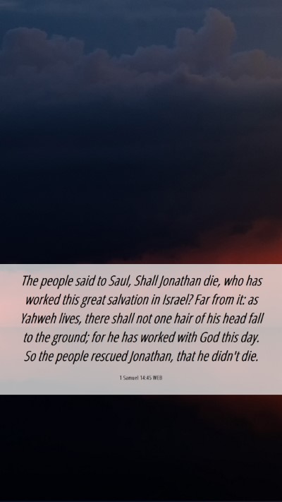 Picture 06 - 1 Samuel 14:45 WEB Mobile Phone Wallpaper - The people said to Saul, Shall Jonathan die, who - Mobile Bible Verse Wallpaper