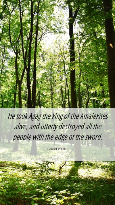 Picture 06 - 1 Samuel 15:8 WEB Mobile Phone Wallpaper - He took Agag the king of the Amalekites alive, - Mobile Bible Verse Wallpaper