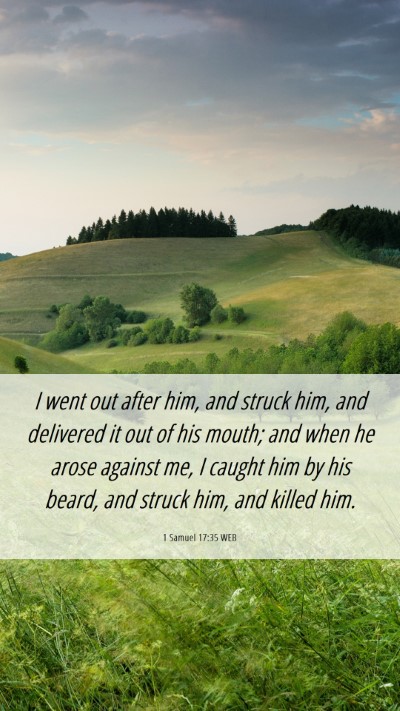 Picture 06 - 1 Samuel 17:35 WEB Mobile Phone Wallpaper - I went out after him, and struck him, and - Mobile Bible Verse Wallpaper