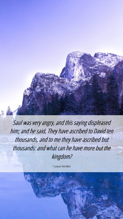 Picture 06 - 1 Samuel 18:8 WEB Mobile Phone Wallpaper - Saul was very angry, and this saying displeased - Mobile Bible Verse Wallpaper