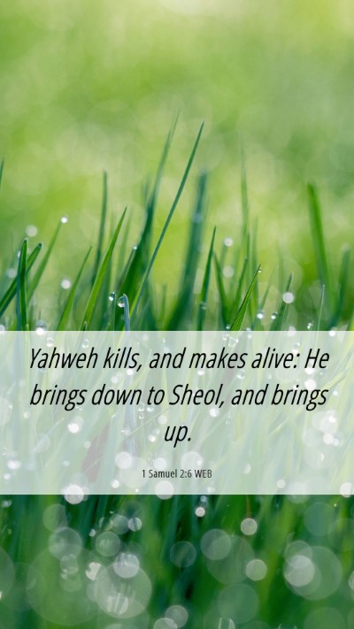 Picture 06 - 1 Samuel 2:6 WEB Mobile Phone Wallpaper - Yahweh kills, and makes alive: He brings down to - Mobile Bible Verse Wallpaper