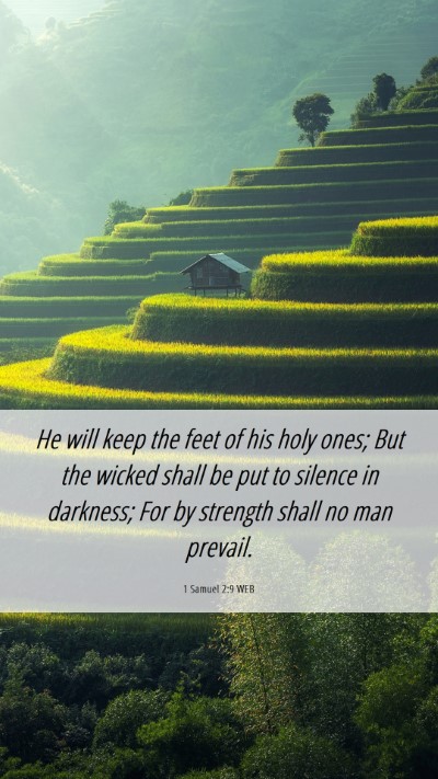 Picture 06 - 1 Samuel 2:9 WEB Mobile Phone Wallpaper - He will keep the feet of his holy ones; But the - Mobile Bible Verse Wallpaper
