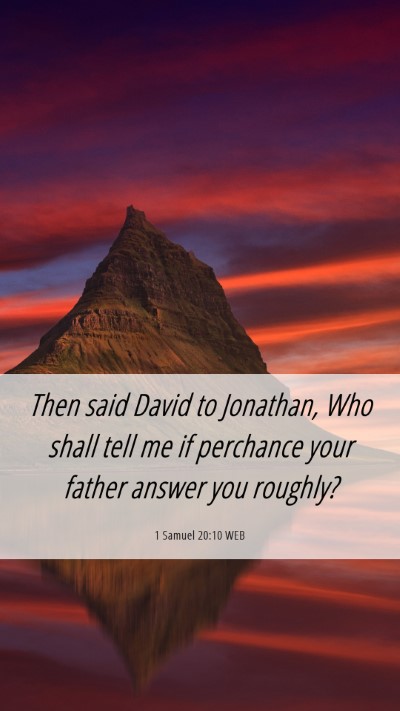 Picture 06 - 1 Samuel 20:10 WEB Mobile Phone Wallpaper - Then said David to Jonathan, Who shall tell me if - Mobile Bible Verse Wallpaper