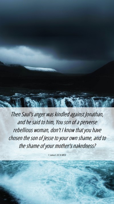Picture 06 - 1 Samuel 20:30 WEB Mobile Phone Wallpaper - Then Saul's anger was kindled against Jonathan, - Mobile Bible Verse Wallpaper
