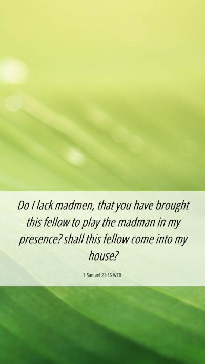 Picture 06 - 1 Samuel 21:15 WEB Mobile Phone Wallpaper - Do I lack madmen, that you have brought this - Mobile Bible Verse Wallpaper