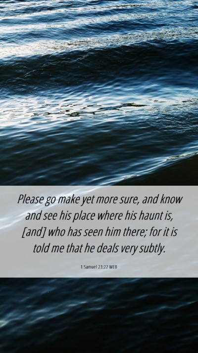 Picture 06 - 1 Samuel 23:22 WEB Mobile Phone Wallpaper - Please go make yet more sure, and know and see - Mobile Bible Verse Wallpaper