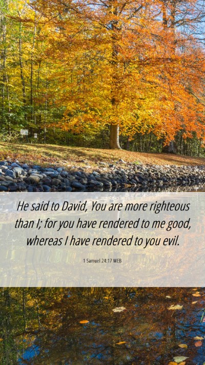 Picture 06 - 1 Samuel 24:17 WEB Mobile Phone Wallpaper - He said to David, You are more righteous than I; - Mobile Bible Verse Wallpaper