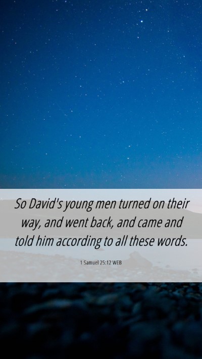 Picture 06 - 1 Samuel 25:12 WEB Mobile Phone Wallpaper - So David's young men turned on their way, and - Mobile Bible Verse Wallpaper